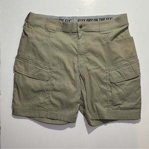 Duluth Trading Flex Dry On The Fly Khaki Cargo Shorts, Size 40, Relaxed Fit